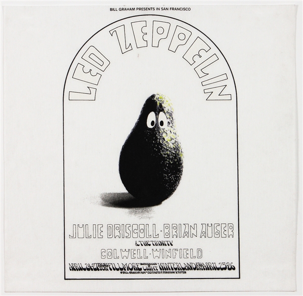 Led Zeppelin Original Bill Graham Fillmore West and Winterland 1969 Concert Poster Pellon