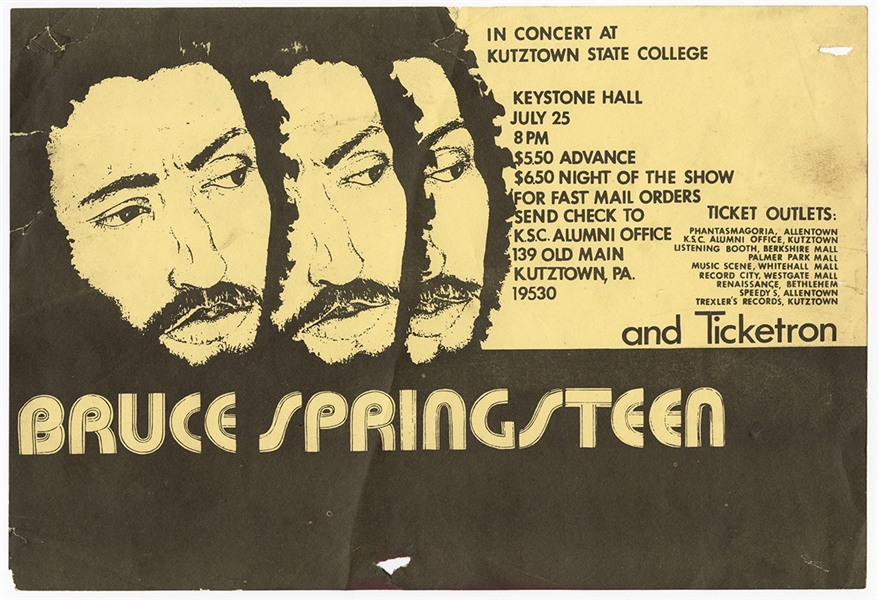 Bruce Springsteen Original 1975 Kutztown State College Concert Poster
