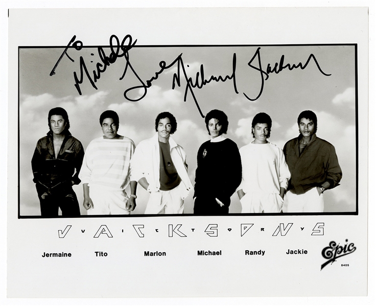 Michael Jackson Signed & Inscribed Jacksons Promotional Photograph