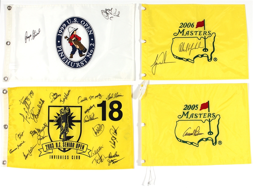 Tiger Woods and Arnold Palmer Signed Golf Championship Flag Lot