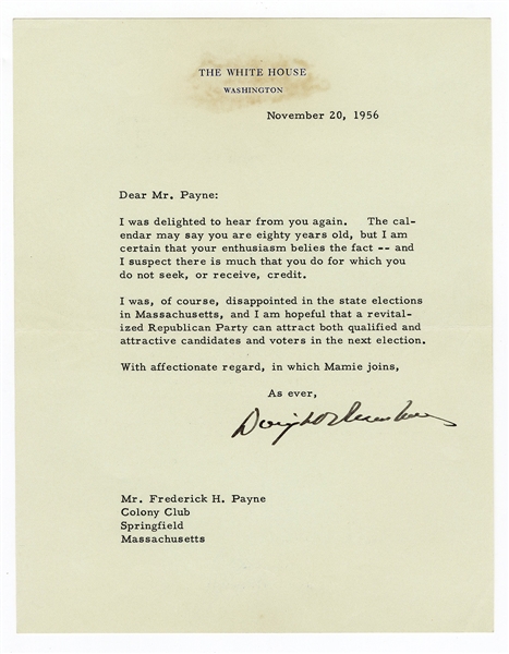 Dwight D Eisenhower Signed Letter JSA 