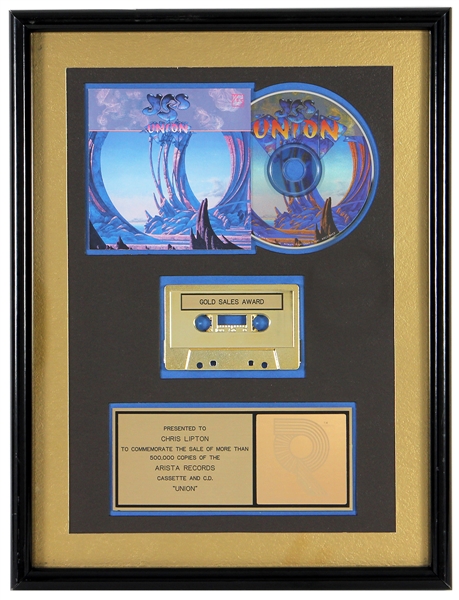 Yes "Union" Original RIAA Gold Cassette and C.D. Award