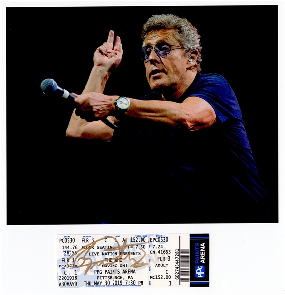 The Who Roger Daltrey Signed Concert Ticket with Photograph