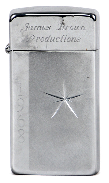 James Brown Owned and Used 1968 "Mr. Dynamite" Inscribed Silver Lighter