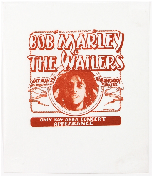 Bob Marley & The Wailers Original Paramount Theatre Concert Poster Pellon
