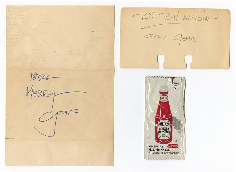 KISS Gene Simmons 1979 Handwritten and Signed Letters with Simmons Ketchup Packet