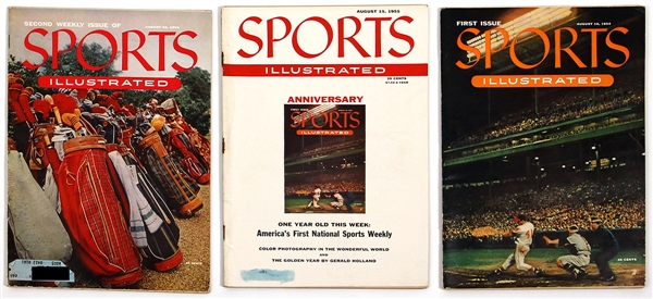First Sports Illustrated Magazine with Baseball Cards, Second Sports Illustrated Magazine with Baseball Cards, First Anniversary Sports Illustrated Magazine