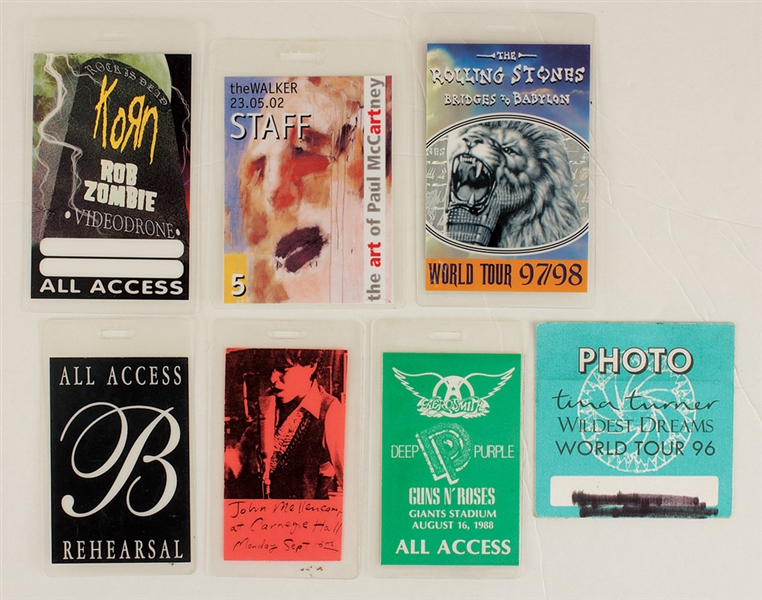 Collection of Original Rock & Roll Concert Backstage Passes