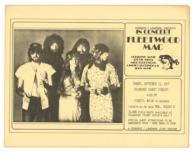 Fleetwood Mac Original 1977 Concert Flyer Handbill