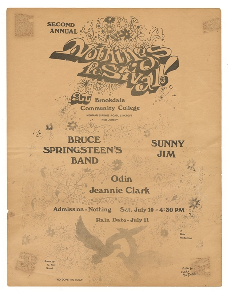 Bruce Springsteen Original 1971 Concert Flyer Handbill