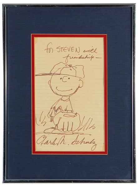 Charles M. Schulz Signed Original Charlie Brown Sketch  JSA