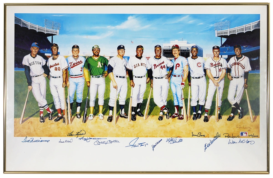1988 Ron Lewis 500 Homerun Hitters Lithograph Signed By 11