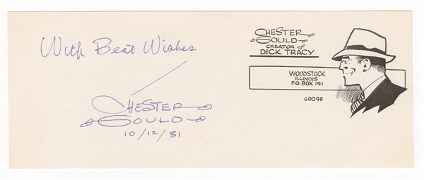 Chester Gould Signed “Dick Tracy” Signature Card JSA
