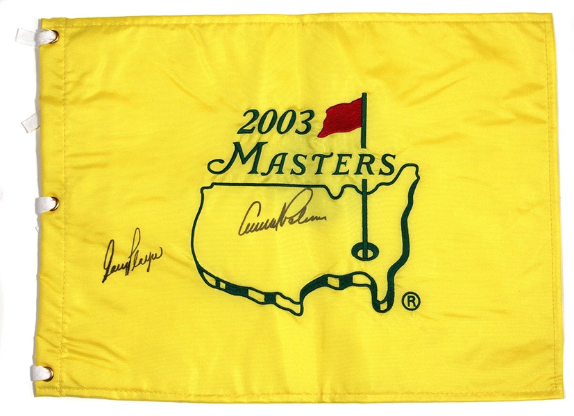 Gary Player, Arnold Palmer Signed 2003 Masters Flag