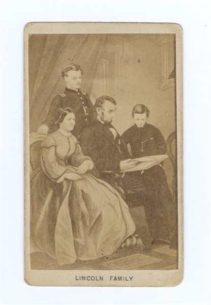 President Abraham Lincoln Circa 1865 CDV Entitled "Lincoln and Family"