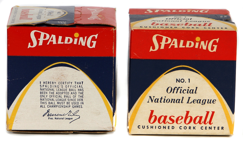 Pair of Unopened Vintage 1950s SPALDING National League Baseballs 