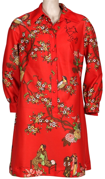 Lana Del Rey "Lust for Life" Promotion Signed & Worn Red Chinese-Style Print Dress