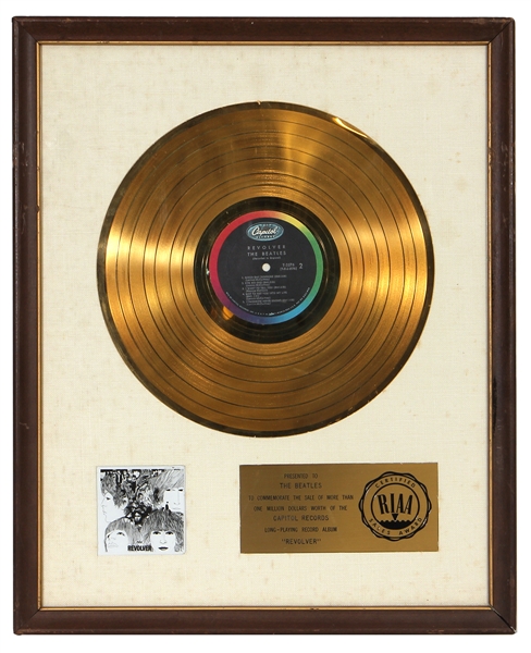 The Beatles “Revolver” Original RIAA White Matte Gold Album Award Presented to The Beatles.