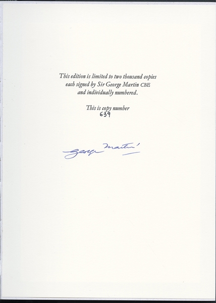 George Martin Signed "Playback" Genesis Publications Deluxe Limited Edition Book