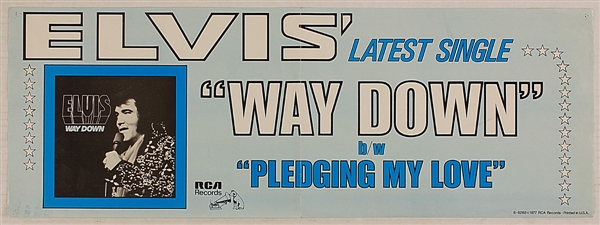 Elvis Presley "Way Down" Original 1977 RCA Promotional Banner Poster