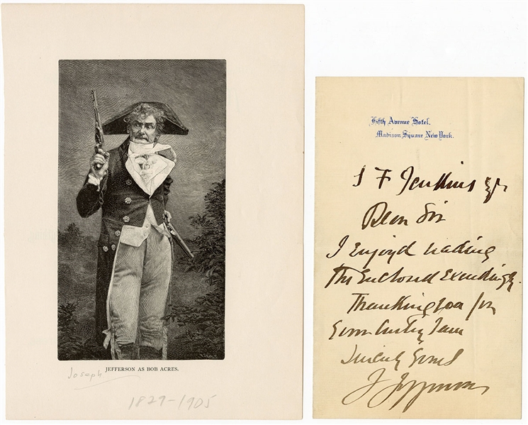 Joseph Jefferson Signed Handwritten Letter (19th Century Actor)