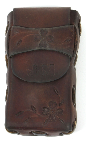 Doors Jim Morrison Owned & Used Monogrammed Brown Leather Cigarette Case