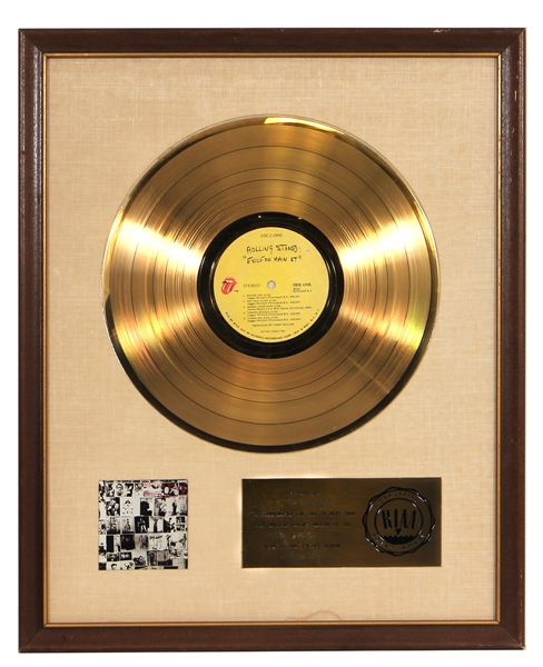 The Rolling Stones “Exile on Main Street” RIAA White Matte Gold Album Award Presented to Keith Richards
