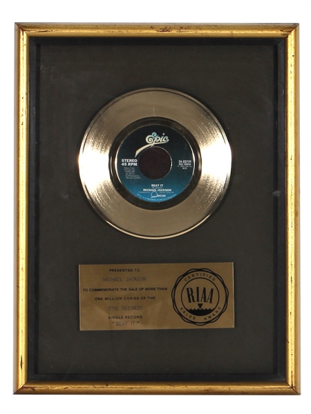 Michael Jackson “Beat It” RIAA 45 Gold Award Presented to Michael Jackson