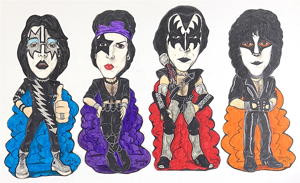 KISS Music From The Elder 4 Piece Hand Drawn Caricature Art Set from 2001