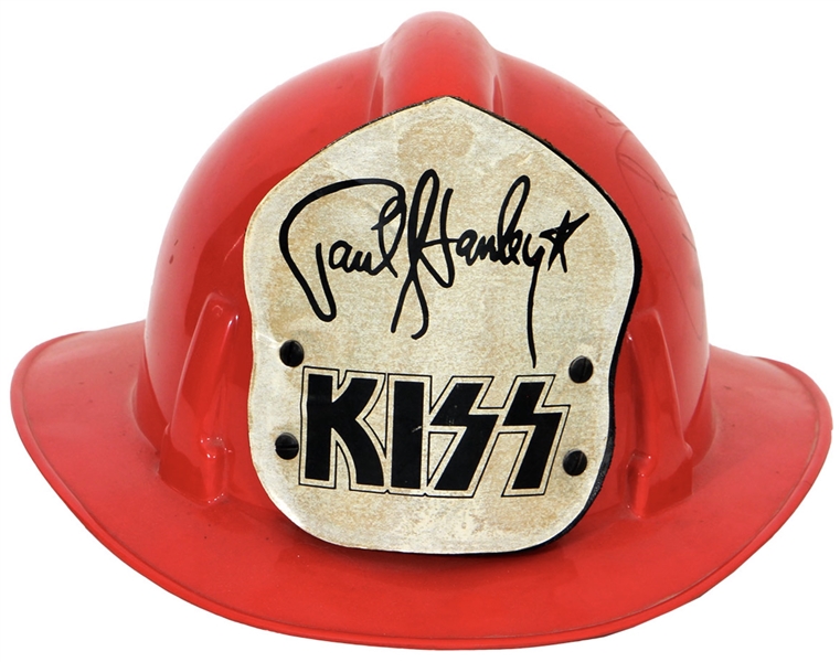 KISS Dynasty Tour 1979 Paul Stanley Concert Stage Worn Red Fire Helmet Signed by Paul Stanley -- Vintage Autograph