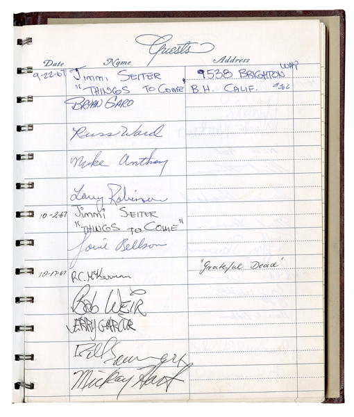 The Grateful Dead Signed 1967 Modern Music Recording Studios Guest Book Including The Doors (JSA & REAL)
