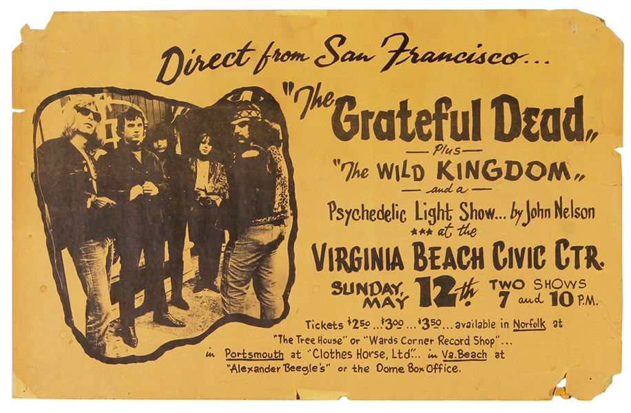 The Grateful Dead 1968 Virginia Beach Civic Center Concert Poster