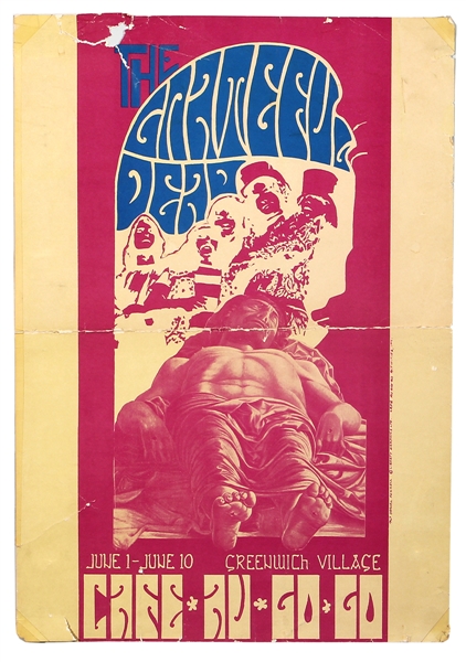 1967 Grateful Dead Concert Poster from “Cafe Au Go Go” in Greenwich Village