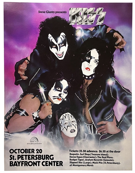 KISS Alive Tour October 20, 1975 St. Petersburg, Florida Concert Poster -- purchased from the Promoters Office Assistant