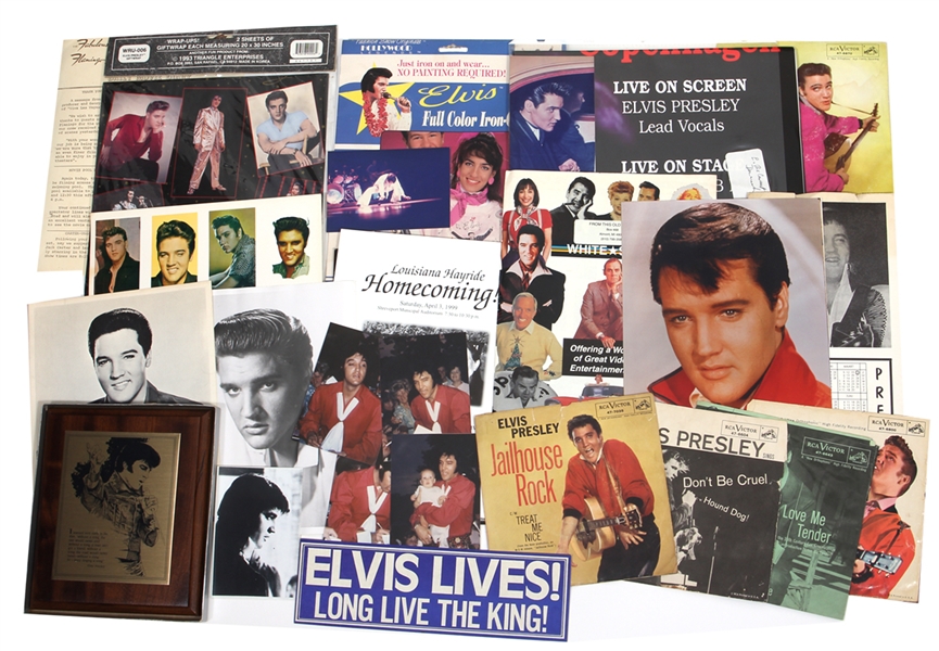 Lot of Various Elvis Presley Original Photographs, Record Sleeves and Advertisements