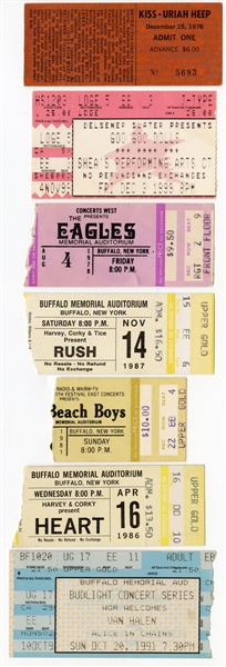Lot of 7 Vintage Concert Tickets (1976 KISS Concert Ticket)