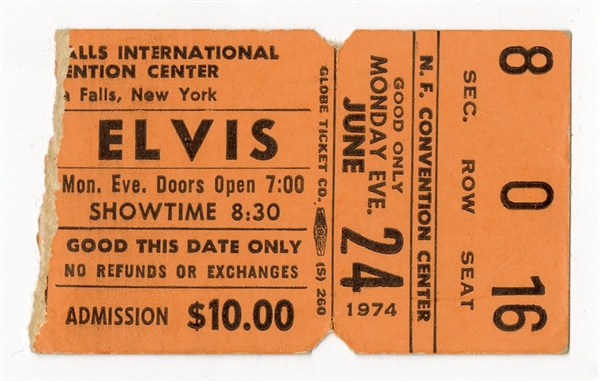 Elvis Presley 6/24/1974 Concert Ticket