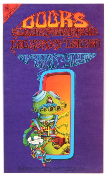 The Doors Original "Pay Attention" New Years Eve Denver 1967 Concert Poster