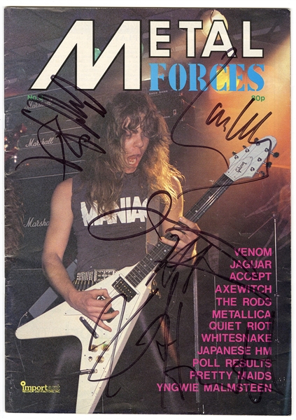 Metallica Band Signed "Metal Forces" Magazine (JSA & REAL)