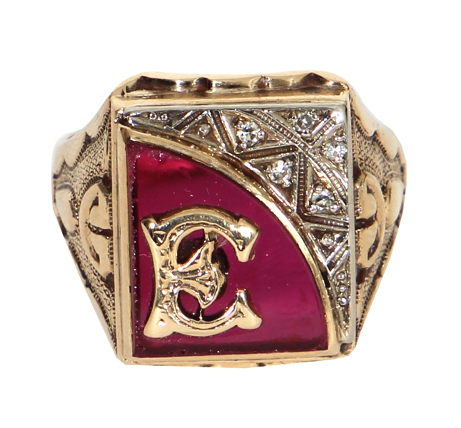 Elvis Presley Owned & Worn 10K Gold Red Stone “E” Ring