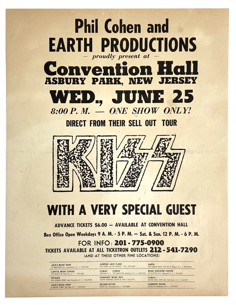 KISS Dressed To Kill Tour June 25, 1975 Asbury Park, New Jersey Concert Handbill Flyer