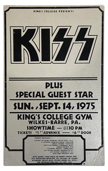 KISS Alive Tour September 14, 1975 Wilkes Barre, Pennsylvania Concert Poster