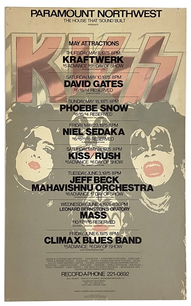 KISS with Rush Dressed To Kill Tour May 24, 1975 Seattle, Washington Paramount Northwest Marquee Version Concert Poster