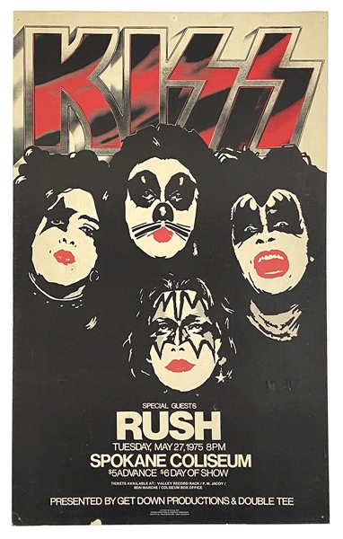 KISS with Rush Dressed To Kill Tour May 27, 1975 Spokane, Washington Concert Poster