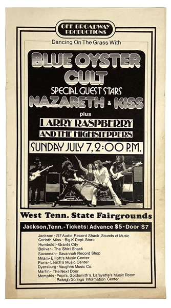 KISS 1st Tour w/ Blue Oyster Cult Nazareth July 7, 1974 West Tennessee Fairgrounds, Jackson, Tennessee