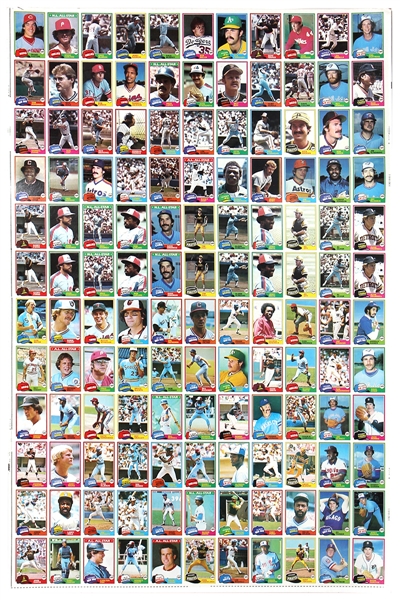 1981 Topps Baseball Uncut Sheet With 132 Cards