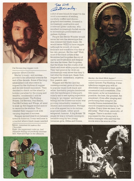 Bob Marley Signed Magazine Page (JSA)