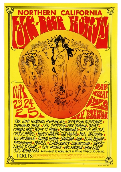 Northern California Folk-Rock Festival 1968 Concert Poster
