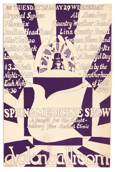 Spring Medicine Show Avalon Benefit 1968 Concert Poster