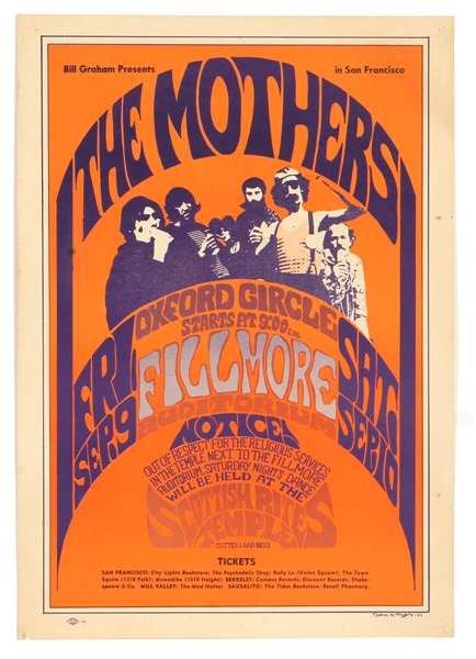 The Mothers of Invention/Oxford Circle 1966 Original Concert Poster